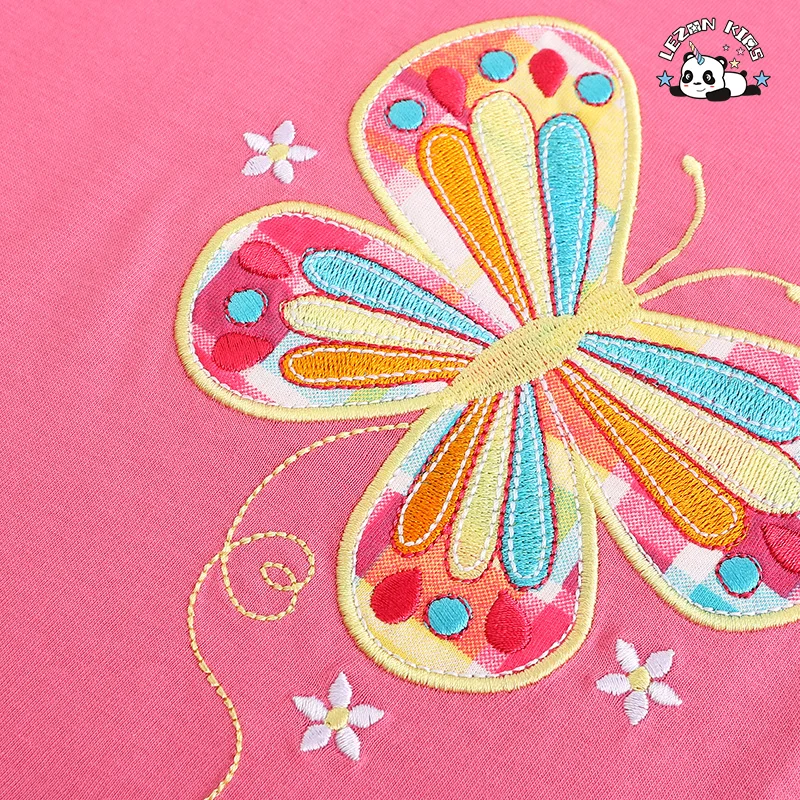 LEZONKIDS - Custom Little Girl Kids Summer Casual Embroidery Print Sweet Toddler Girls Clothing Sets